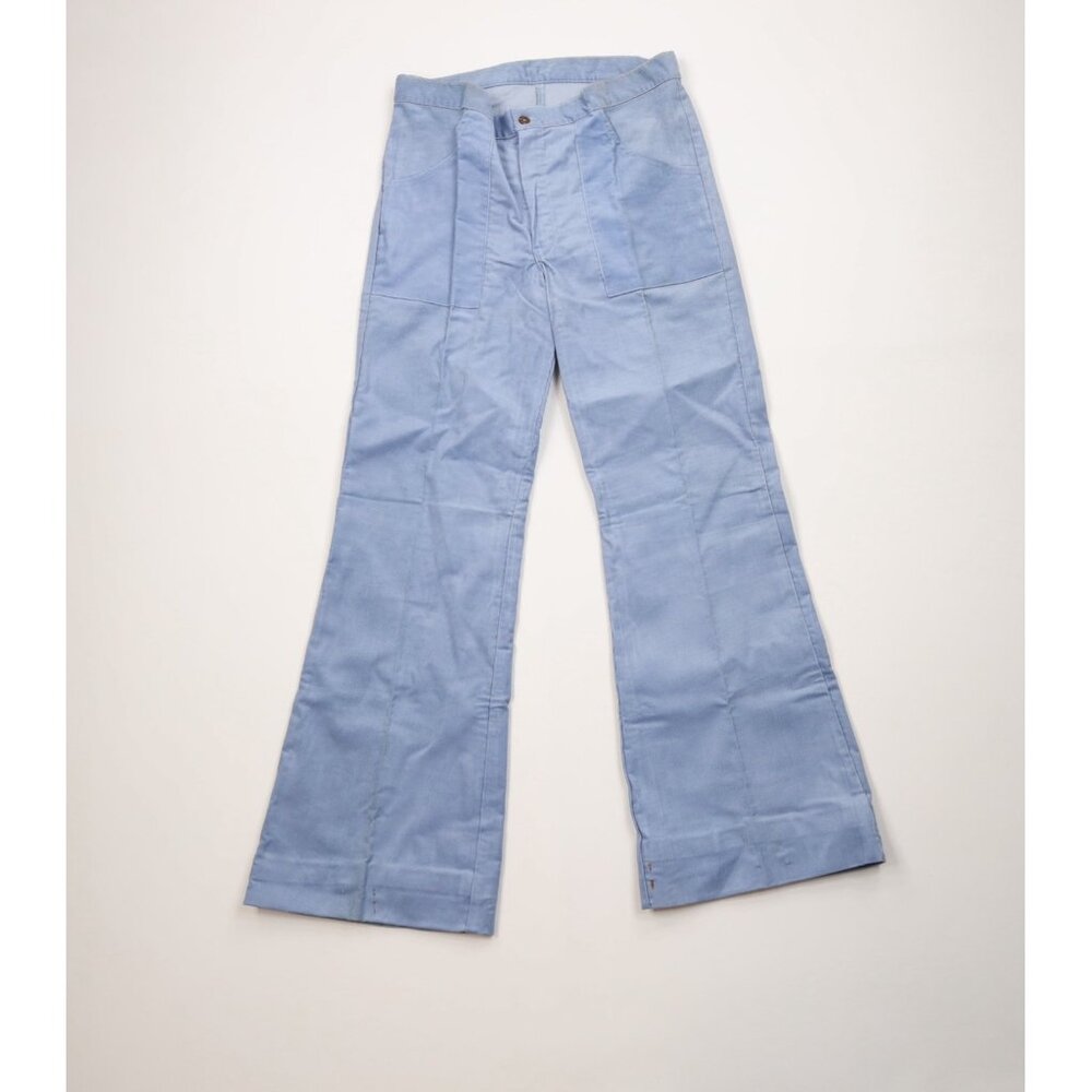Vintage 70s Sundek Mens 32x31 Distressed Corduroy Bell Bottoms Pants Blue USA